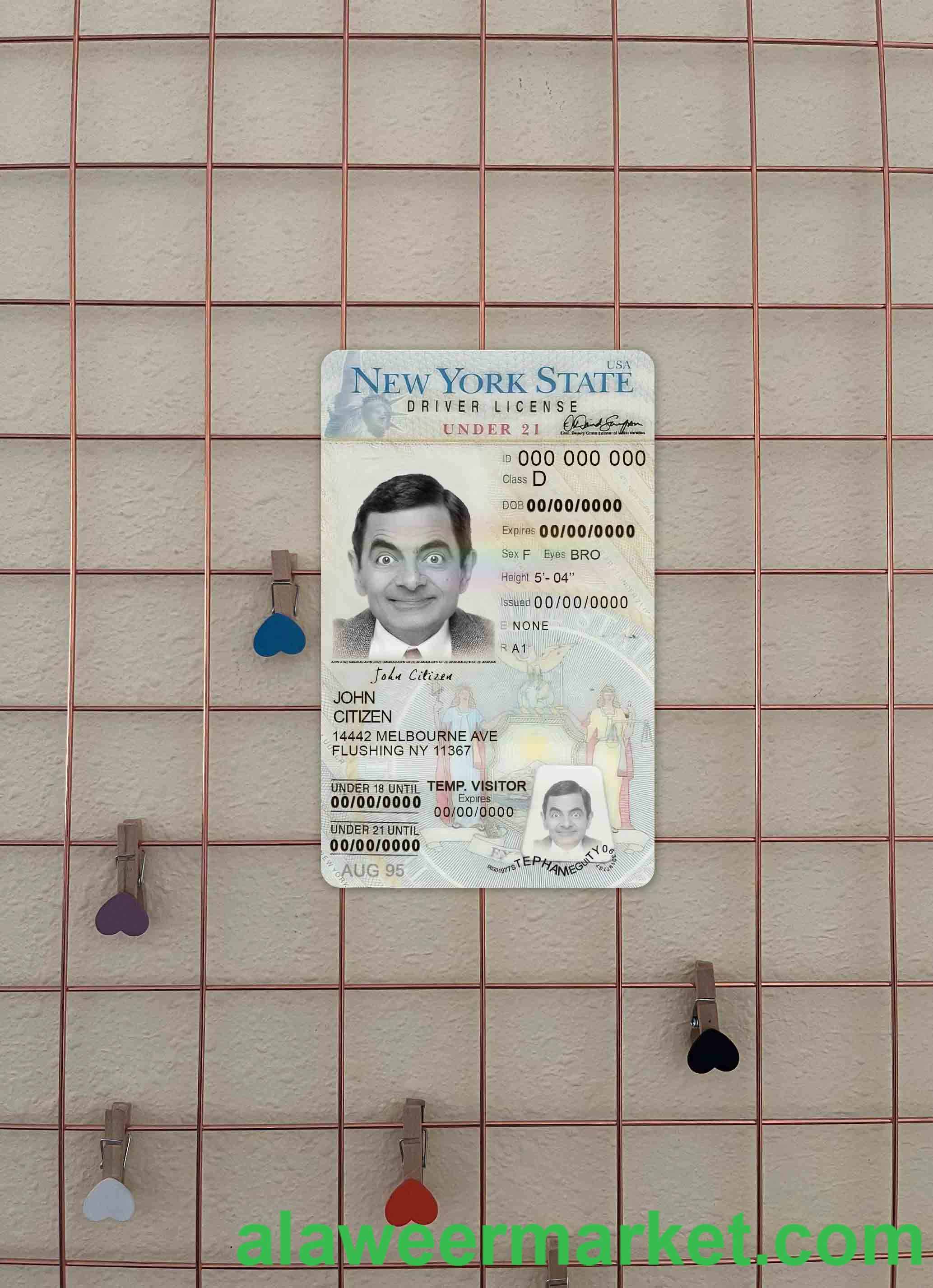 USA New York driving license under 21 photolook FRONT